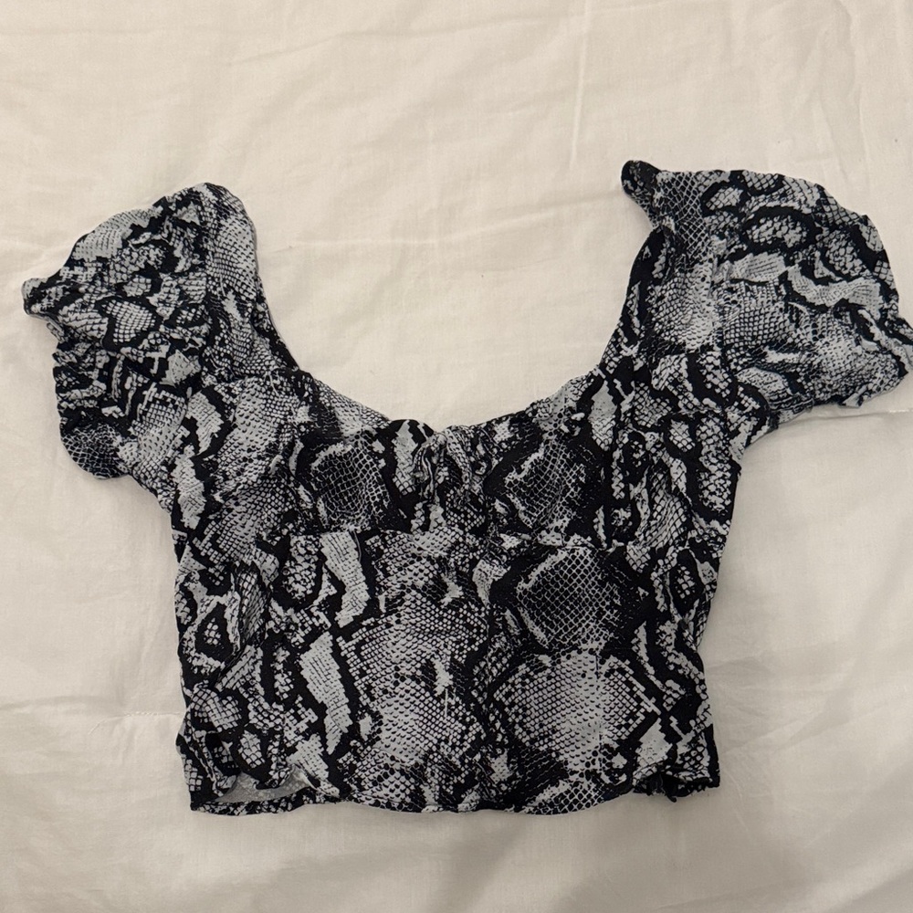Urban Outfitters Monochrome Snake Print Crop Top